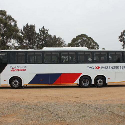 71-seater bus available for hire in Johannesburg from Bus Hire Johannesburg, powered by TAG Passenger Services – ideal for group travel, school transport, and events. Branded with TAG Passenger Services and proudly partnered with Bus Centre Hire.