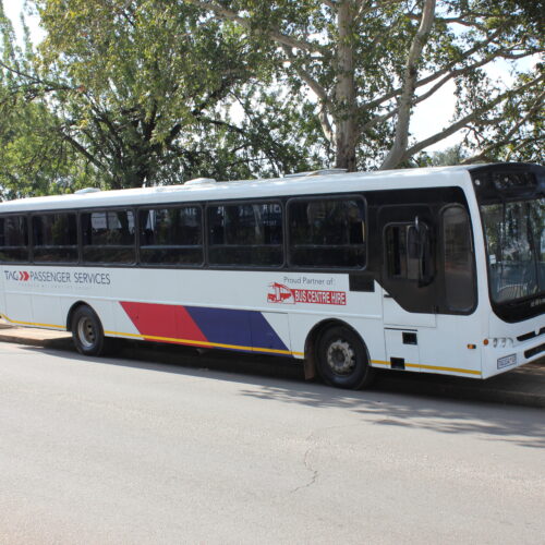 60-seater bus available for hire in Johannesburg from Bus Hire Johannesburg, powered by TAG Passenger Services – ideal for group travel, school transport, and events. Branded with TAG Passenger Services and proudly partnered with Bus Centre Hire.